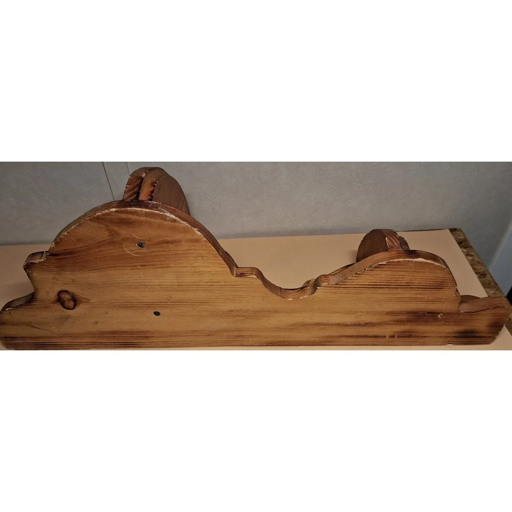 2 Vintage Carved Wood Corner Wall Shelfs W/Two Tiers